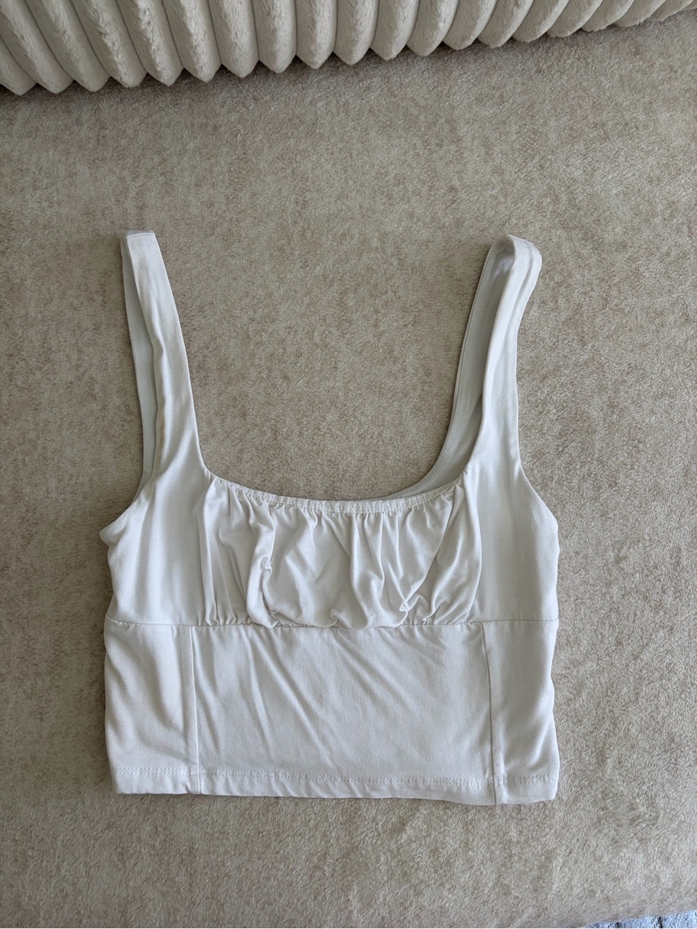 Aritzia White Ruched Tank Top